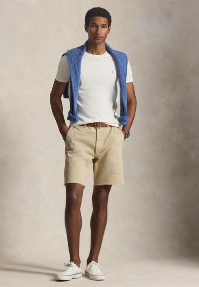 Polo Ralph Lauren CUSTOM SLIM FIT JERSEY CREWNECK T-SHIRT - Základné tričko - parchment cream