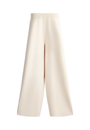 OYSHO, WIDE-LEG CONTRAST PIPING TROUSERS - Pantalon classique - ecru