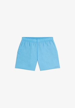 Helle blaue Shorts aus weichem Stoff, mit einem elastischen Bund und einer lockeren Passform, ohne Taschen oder zusätzliche Designelemente.