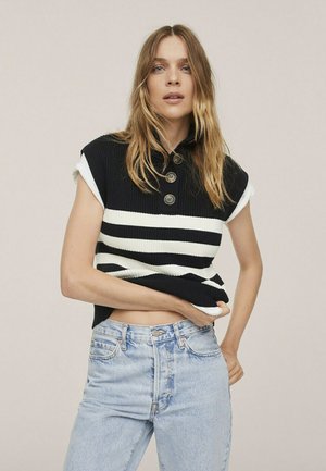 GEBREID MET KNOPEN BIJ DE HALS - Waistcoat - zwart