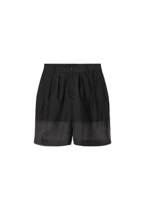 Sorte, skræddersyede højtaljede shorts med forreste læg, sidelommer og knaplukning i taljebåndet.