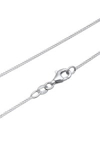 Collana in argento sterling con una texture intrecciata, dotata di un gancio a molla e anelli ovali. La catena presenta una finitura lucida e brillante.