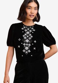 Love & Roses FIT - CRYSTAL PUFF SLEEVE - Pusero - black