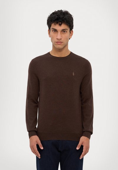 Polo Ralph Lauren SLIM FIT WASHABLE WOOL CREWNECK JUMPER - Pulóver - cacao brown heather