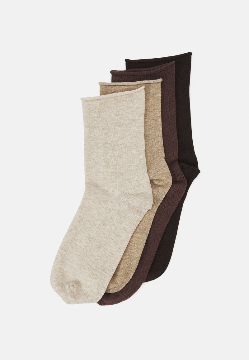 Lindex - SOCK ROLL EDGE 4PACK - Socks - beige, Enlarge