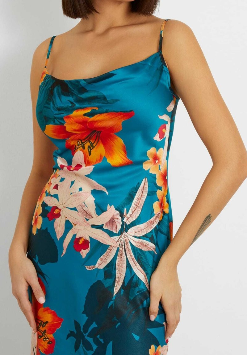 guess orange flower dress MARCIANO BY GUESS ANNIKA MAXI DRESS PASSION FLOWER PRINT | Online Outlet