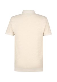 Korte mouwen polo-shirt in lichtroom met een gestructureerd ruitpatroon, geribbelde kraag en mouwen, en een rechte zoom.