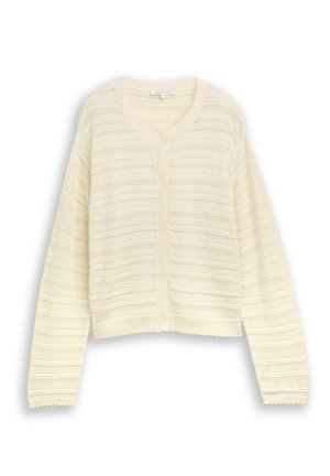 TOM TAILOR DENIM, TOM TAILOR DENIM PULLOVER & STRICKJACKEN CARDIGAN MIT LOCHMUSTER - Chaqueta de punto - dove white