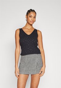 Pieces - PCNAVA RHINESTONE  - Top - black detail/rhinestones Thumbnail Image 1