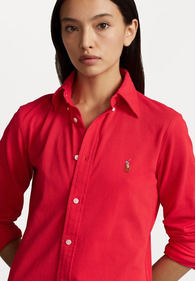 Polo Ralph Lauren LONG SLEEVE BUTTON FRONT SHIRT - Bluza z gumbi - bright hibiscus