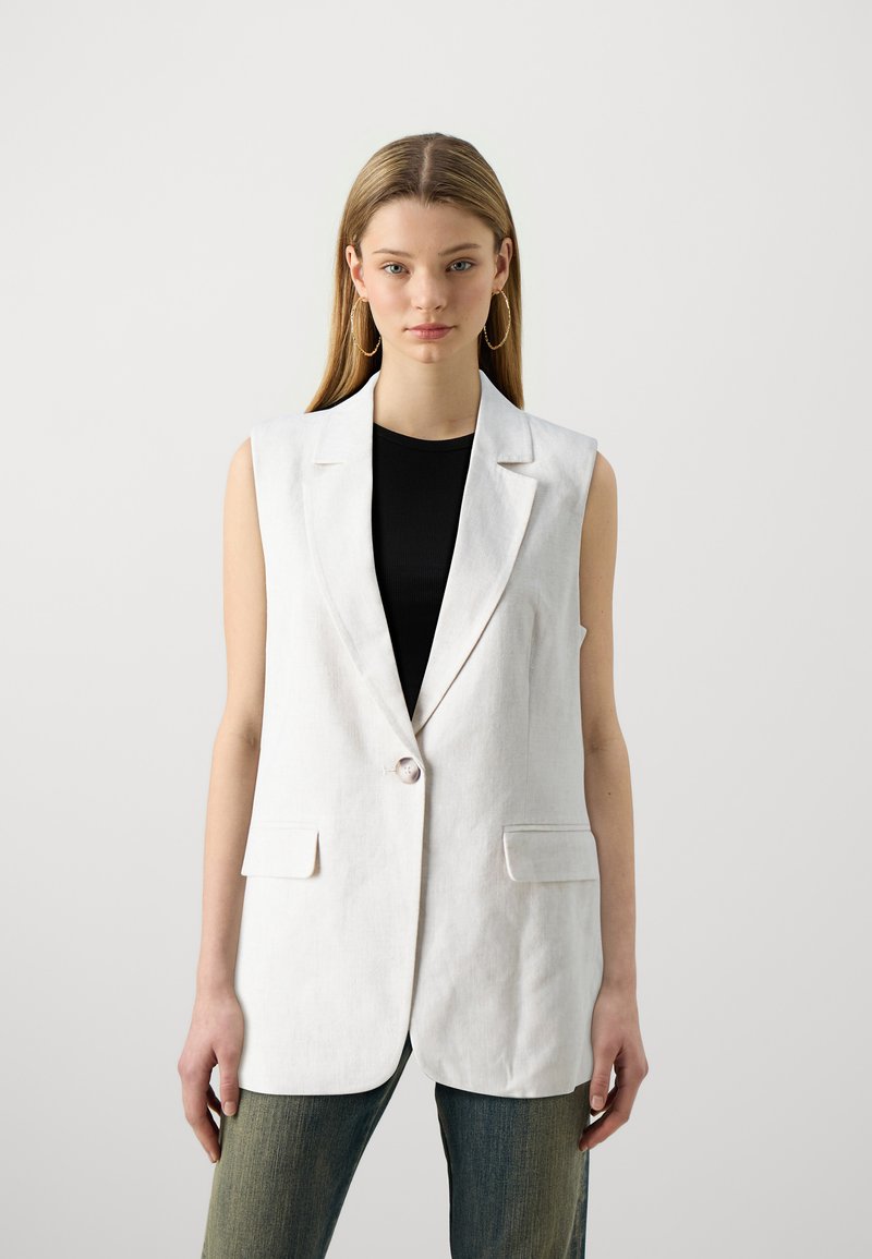 Chaleco ONLY Onliris Siesta Para Mujer - Lino, Estilo Casual, Color Moonbeam, Talla 42