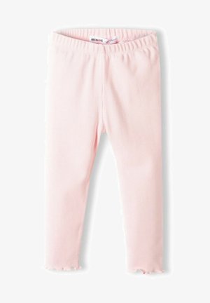 Világos rózsaszín bordás leggings, elasztikus derékrésszel. Részletgazdag, fodros szegélye van a texturált végkifejlet érdekében. Puha, rugalmas anyagból készült.