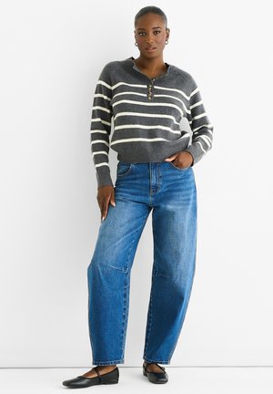 STRIPE - Stickad tröja - grey