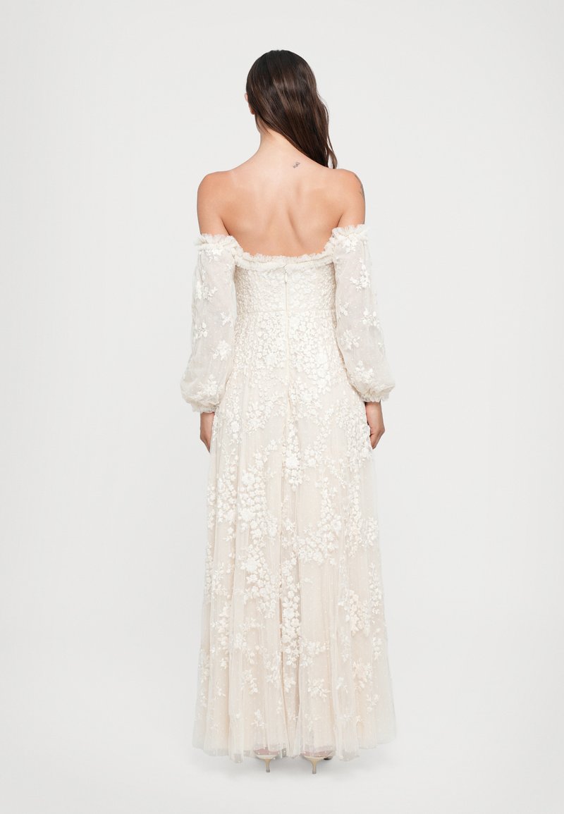 needle & thread embroidered lace tiered maxi dress in ivory Layered Lace Ankle Gown