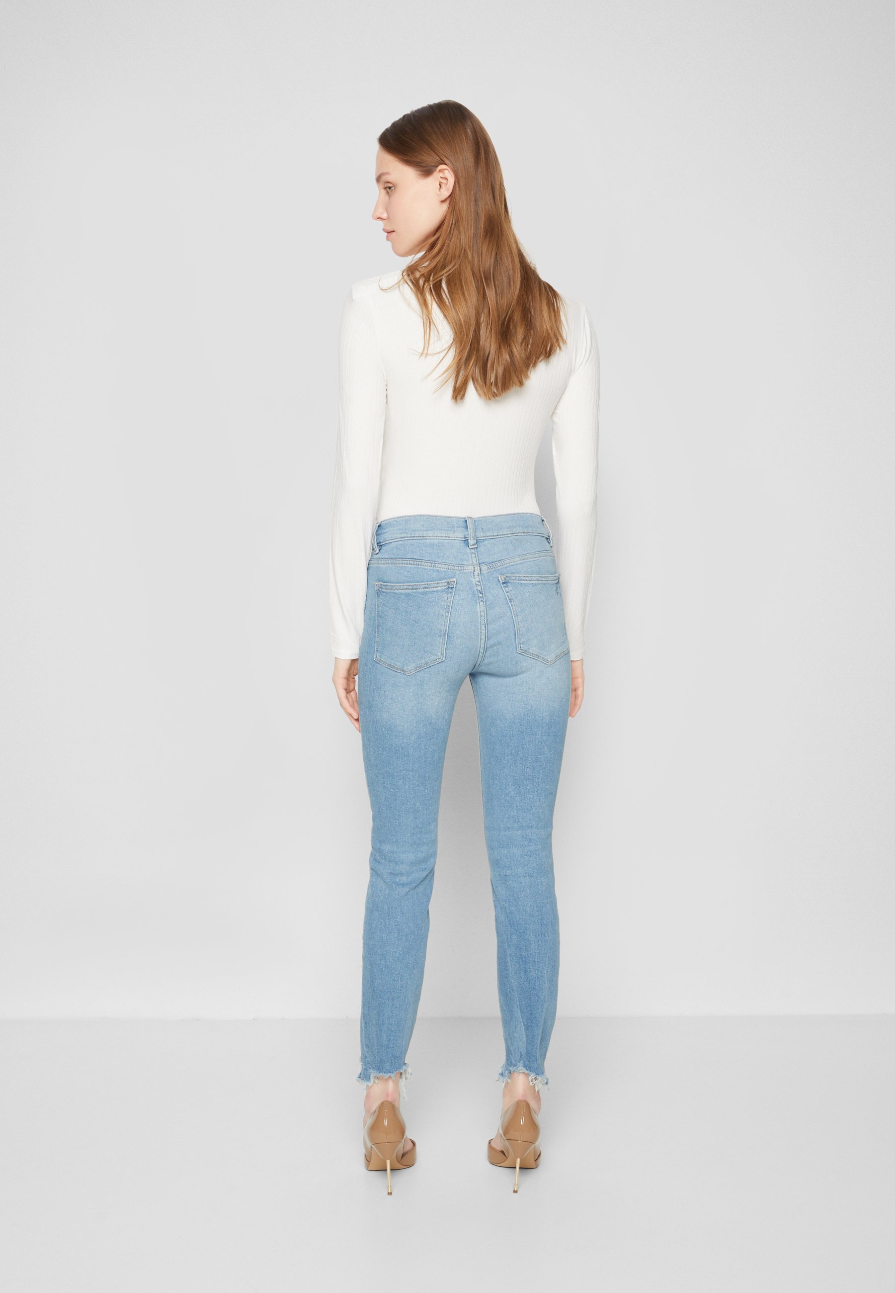 DL1961 Florence Mid Rise Instasculpt Ankle Jeans Skinny Fit Droplet Raw Performance, Women's, Size: 8/10, Blue Denim