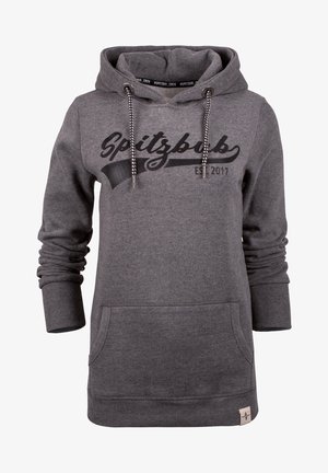 Grau gefütterter Hoodie aus Baumwollmischung. Verfügt über eine Fronttasche, gerippte Bündchen und ein bedrucktes Logo mit dem Jahr 2017.
