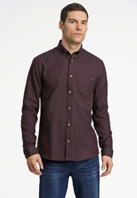 Lindbergh BRUSHED HERRINGBONE L S - Camicia - burgundy