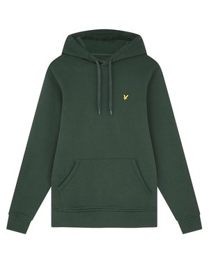 Hoodie vert en mélange de coton, doté d'une poche kangourou à l'avant, d'une capuche avec cordon de serrage et d'un petit logo d'oiseau jaune sur la poitrine.