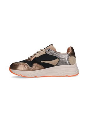Manfield, SCHWARZE SNEAKER MIT GEPARDENMUSTER - Sneakers laag - gold