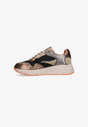 Manfield, SCHWARZE SNEAKER MIT GEPARDENMUSTER - Sneakers laag - gold