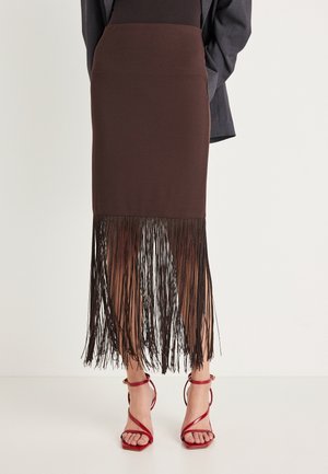 FRINGE SKIRT - Maxinederdele - chocolate plum