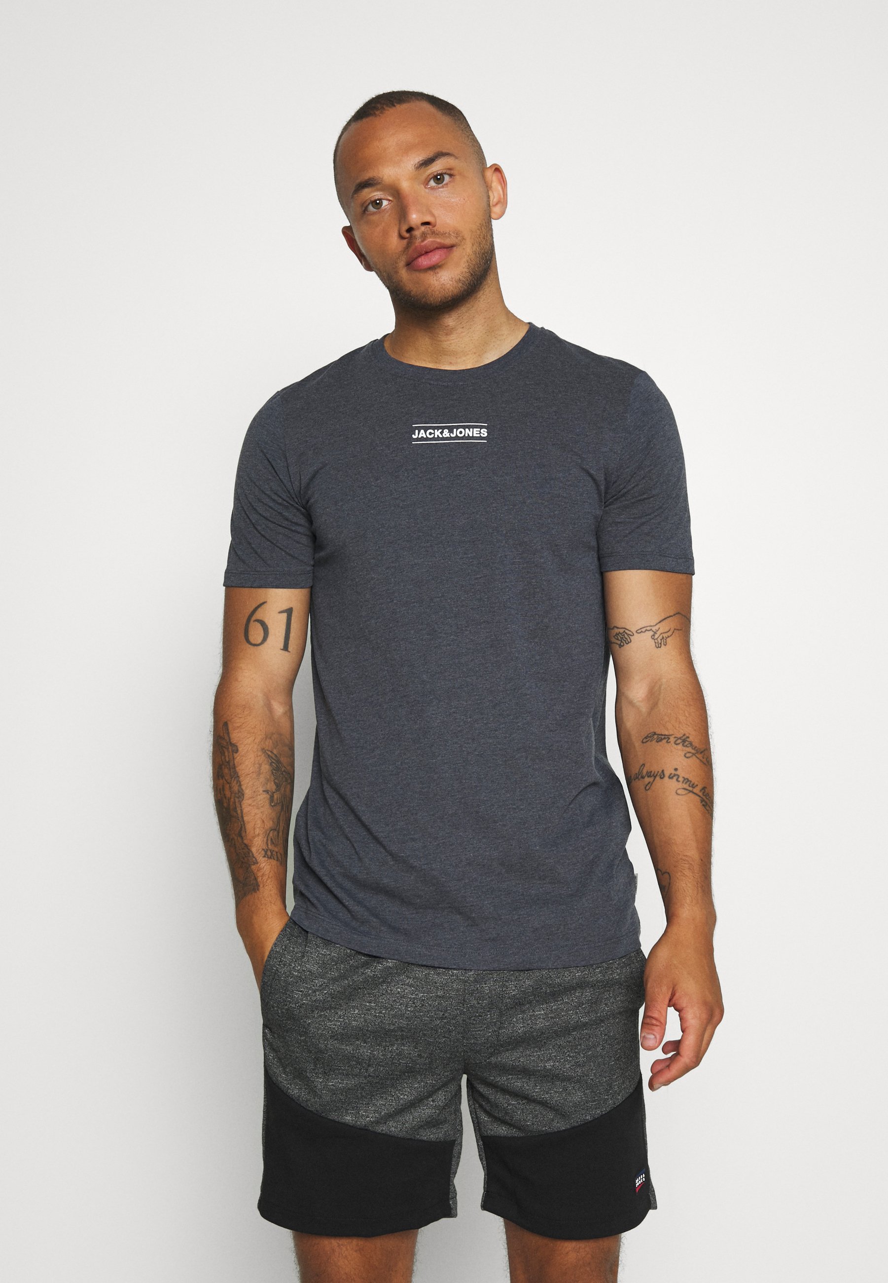 Jack & Jones JCOTULIP TEE - T-shirt imprimé - navy blazer melange/bleu