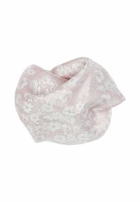 Gehaakte sjaal in zacht roze met een bloempatroon, met een textuurafwerking en een cirkelvormig ontwerp voor veelzijdige styling.