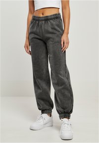 Urban Classics - HIGH WAIST STONE WASHED - Tracksuit bottoms - black Thumbnail Image 1