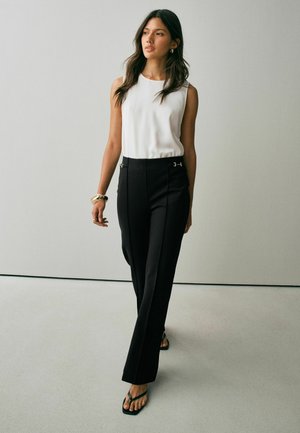 Next, TALL FIT - PONTE HORSEBIT DETAIL BOOTCUT TROUSERS - Trousers - black