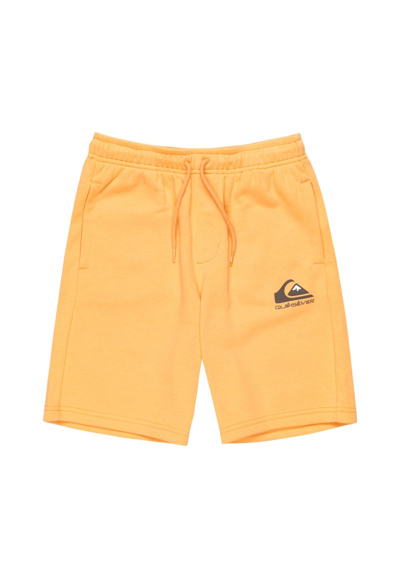 Shorts de algodón naranja con cintura elástica y cordón. Incluye bolsillos laterales y un pequeño logo negro en la parte frontal.