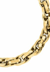 Guldhalsband med stora, sammanflätade länkar med en glänsande yta. Släta, rundade kanter och enhetlig länkdesign.