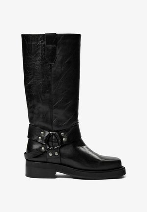 ANGELINA - Cowboy- / Bikerboots - black crinkle