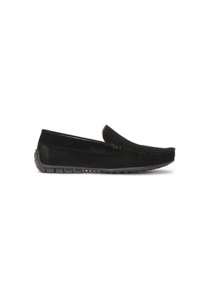 Crne nubuk slip-on cipele s niskim profilom i mekanom teksturom. Imaju gumeni đon i minimalno šivanje za čist dizajn.