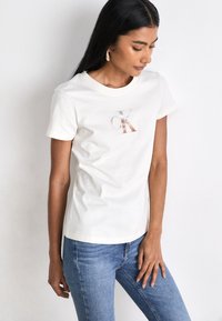 Calvin Klein Jeans GRADIENT SLIM TEE - T-shirt con stampa - ivory