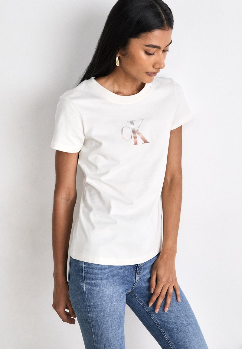 Calvin Klein Jeans GRADIENT SLIM TEE - T-shirt con stampa - ivory