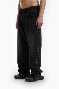 FAVELA RIVET UNISEX - Bő szabású farmernadrág - black