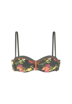 LASCANA BANDEAU - Bikini-Top - oliv bedruckt