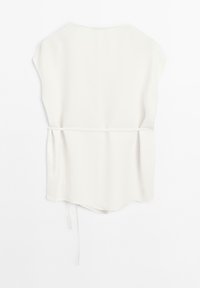 Witte mouwloze top met een ronde halslijn, taillekoord en zachte, gladde stof. Licht gebogen zoom.