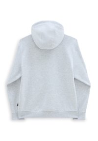 Felpa grigia con cappuccio realizzata in tessuto morbido, caratterizzata da un design senza cuciture, maniche lunghe e un cappuccio arrotondato. Senza loghi o motivi visibili.