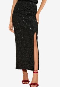 SEQUIN RUCHED - Maxirock - black