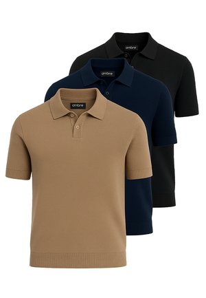 SET OF 3 POSS  - Poloshirts - black camel navy