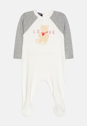 Versace BABY BODYSUIT WITH FEET LOGO TEDDY PRINT LOGO PRINT UNISEX - Pijama de bebé - white/grey
