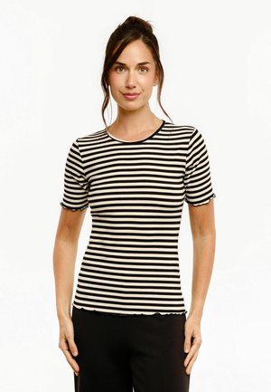 Liberté Essentiel, NATALIA SS BLOUSE - T-shirt imprimé - black creme stripe