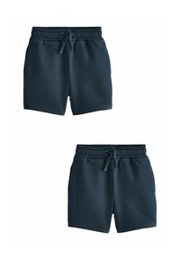 Mörkgrå träningsshorts i mjuk bomullsblandning, med elastisk midja, dragsko och sidofickor. Enkel design utan mönster.