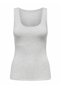 Heathergrijze tanktop met een ronde halslijn, mouwloos ontwerp en een getailleerde silhouet, gemaakt van een zachte, lichte stof.