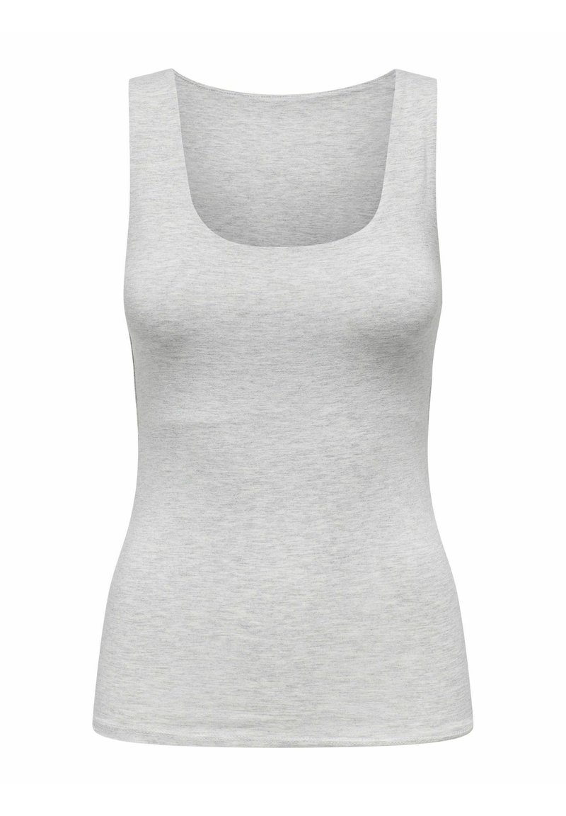 Heathergrijze tanktop met een ronde halslijn, mouwloos ontwerp en een getailleerde silhouet, gemaakt van een zachte, lichte stof.
