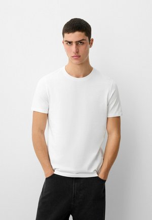 Bershka REGULAR SHORT SLEEVE - Basic T-shirt - white