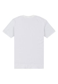Hvid kortærmet t-shirt lavet af bomuld, med en rund halsudskæring, glat tekstur og uden synlige grafik eller mønstre.
