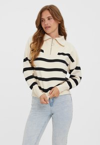 SABA STRIPE HIGHNECK - Strickpullover - birch black