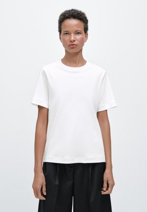 Massimo Dutti SHORT SLEEVE INTERLOCK WITH CREW NECK - T-shirt basic - white
